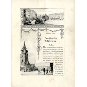 Kraków. Rynek Główny i wieża ratusza, drzeworyt 1898
