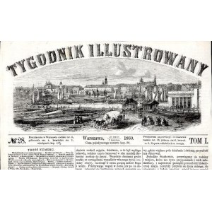 Warszawa. Panorama winieta tytułowa Tygodnik Ilustrowany, drzeworyt 1859