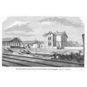 Warszawa. Ludwik Piechaczek: Nowa stacja towarowa, drzeworyt 1875