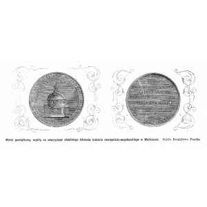 Warsaw. Evangelical church. Bronislaw Pusch medal, woodcut 1882