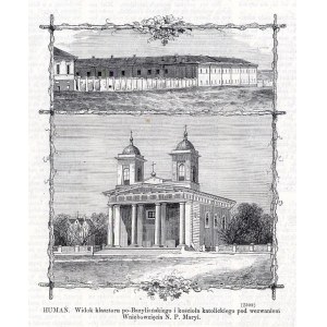 Ukraina. Alfred Rurawski: Humań. Klasztor pobazyliański i kościół, drzeworyt 1872
