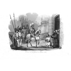 Ukraina. Kijów. Wjazd Giedymina do Kijowa 1321, akwatinta 1836 Chodźko
