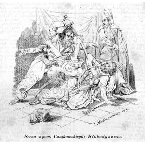 Ukraina. Teofil Mielcarzewicz: Słobodyszcze, litografia 1840 powstanie Chmielnickiego