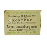 Program i oryginalny bilet z koncertu skrzypaczki Annie Luxenburg, 11. II. 1913r.