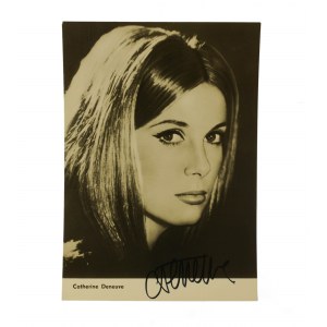 CATHERINE DENEVUE , reklamní pohlednice s originálním autogramem herečky, 1965, [B].