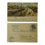 [Tczew] Gruss aus Dirschau / Pozdrowienia z Tczewa Bahnhof und Weichselbrücken [Dworzec i most na Wiśle], długi adres [vorlaufer], 1904r., [Szcz]