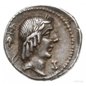 denar, 90 p.n.e., Rzym; Aw: Popiersie Apollina w prawo,...