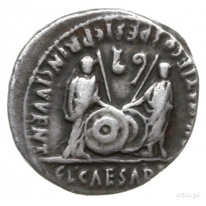 denar 2 p.n.e. - 4 n.e., Lugdunum (Lyon), Aw: Popiersie...