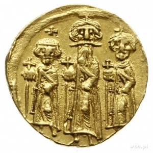 solidus, 632-635, Konstantynopol, Aw: Trzej cesarze sto...