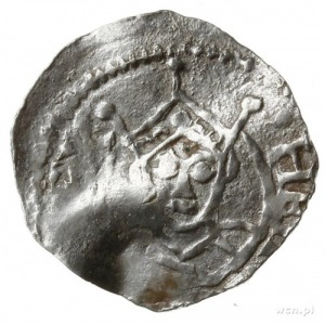 denar, 1002-1024; Popiersie w koronie na wprost, HEINRI...