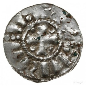 denar, ok. 1020-1025; Krzyż utworzony z kółek i belek /...