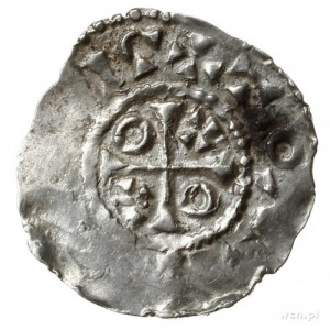 denar ok. 1000; Monogram Carolus, fragment napisu CCI.....
