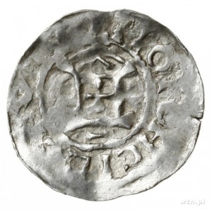 denar 970-1002, Moguncja; Kapliczka z krzyżykiem wewnąt...