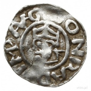 denar z tytulaturą cesarza Konrada II, 1025-1038; Popie...
