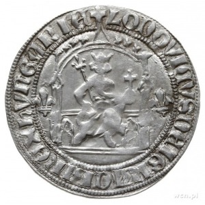 grosz 1358-1364; Aw: Król siedzący na tronie na wprost,...