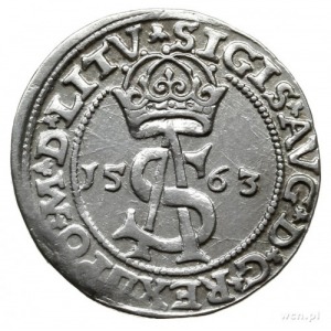 trojak 1563, Wilno; na awersie odmiana napisu SIGIS AVG...