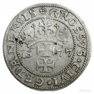 grosz 1577, Gdańsk; odmiana bez “kawki”, na awersie gło...