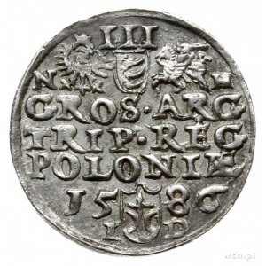 trojak 1586, Olkusz; odmiana z literą N obok Orła i lit...