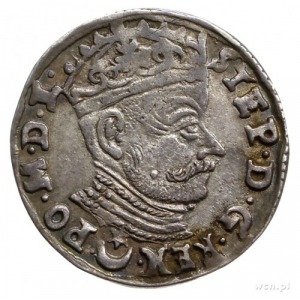 trojak 1581, Wilno; z herbem Leliwa pod popiersiem król...