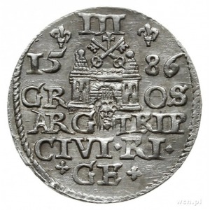 trojak 1586, Ryga; na awersie interpunkcja w postaci kr...