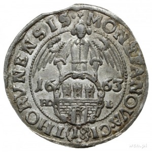 ort 1663, Toruń; popiersie króla z orderem św. Ducha; C...