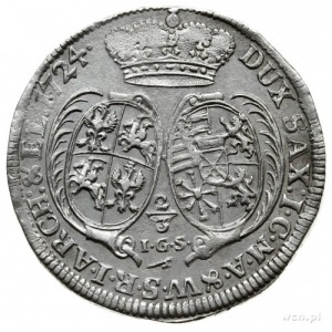 2/3 talara (gulden) 1722, Drezno; Aw: Popiersie króla, ...