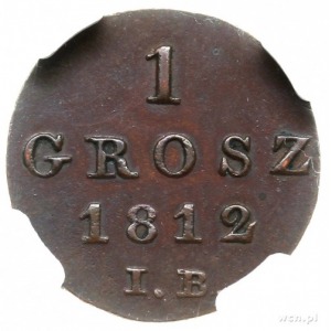 grosz 1812, Warszawa; litery I-B, cyfry daty szeroko ro...