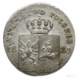 10 groszy 1831, Warszawa; odmiana z zagiętymi łapami Or...