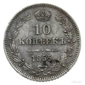 10 kopiejek 1855, Warszawa; Bitkin 444 (R), Plage 458; ...
