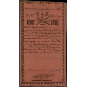 100 złotych 8.06.1794, seria B, numeracja 17860, firmow...