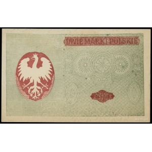 dwie sztuki próbnych druków banknotu 2 marki 9.12.1916;...