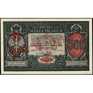 500 marek polskich 15.01.1919, obustronny ukośny nadruk...