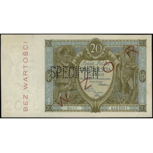 20 złotych 1.09.1929, seria CŁ, numeracja 6482081, czer...