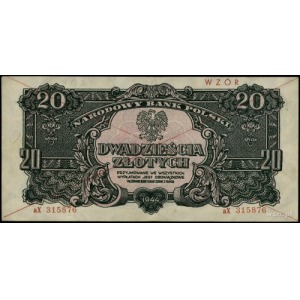 20 złotych 1944, w klauzuli OBOWIĄZKOWE, seria aX, nume...