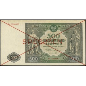 500 złotych 15.01.1946, seria Dz, numeracja 890000, cze...