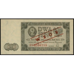 2 złote 1.07.1948, seria BN, numeracja 8596755, znak wo...