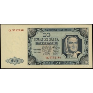 20 złotych 1.07.1948, seria CK, numeracja 3752180; Luco...