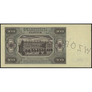 20 złotych 1.07.1948, seria HF, numeracja 0000042; perf...