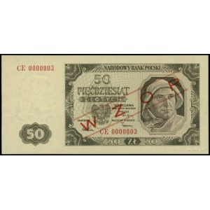 50 złotych 1.07.1948, seria CE, numeracja 0000003, po o...