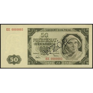 50 złotych 1.07.1948, seria EE 0000005, bez nadruku, pe...
