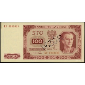 100 złotych 1.07.1948, seria KF, numeracja 0000005, per...