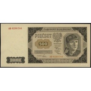 500 złotych 1.07.1948, seria AD, numeracja 0298786; Luc...