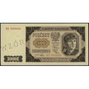 500 złotych 1.07.1948, seria CY, numeracja 0000008, per...