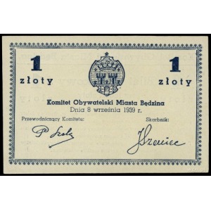 Będzin; Komitet Obywatelski; 1 złoty 8.09.1939, bez num...