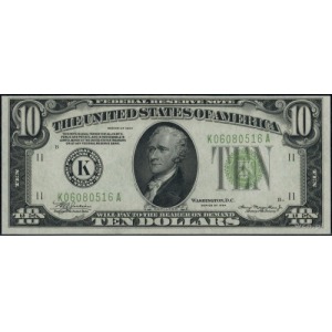 Federal Reserve Note; 10 dolarów 1934, Dallas, podpisy ...