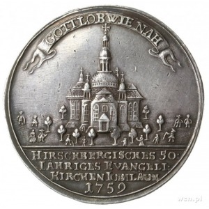 medal z 1759 roku wybity na 50-lecie kościoła ewangelic...