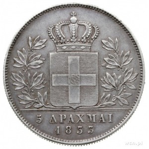 5 drachm 1833, Monachium; Dav. 115, Divo 10a, KM 20; pa...