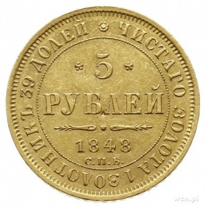 5 rubli 1848 СПБ АГ, Petersburg; Fr. 155, Bitkin 30; zł...