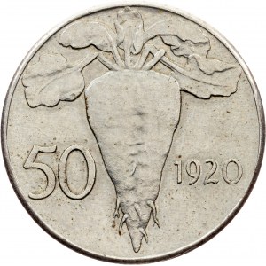 ČSR, 50 Stotin 1920,Zkušební ražba RRR!