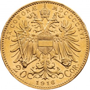 20 Koruna 1916 Nový znak, R!, UNC